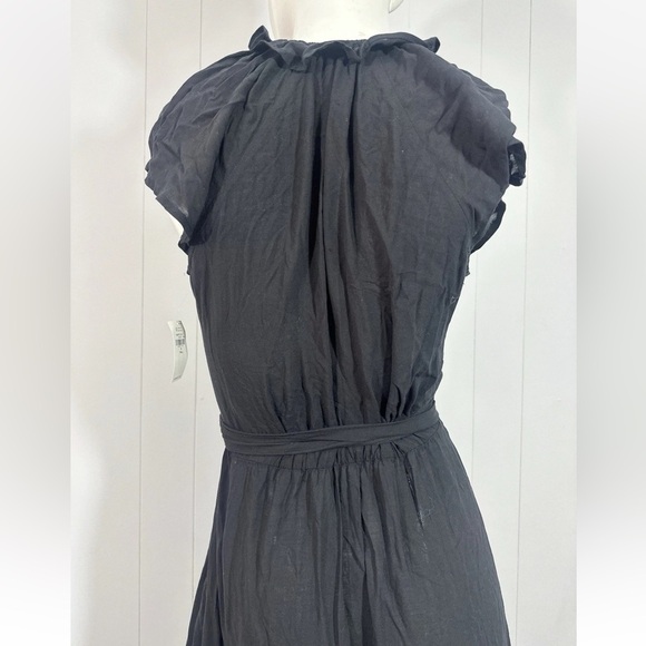 NWT Old Navy Midi Wrap Dress Solid Black Short Sleeve Sz S Tall - Picture 7 of 11